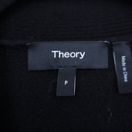 Theory Soft Wool Cashmere Open Long Cardigan Black Fitted Sleeve Women's P/US XS