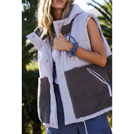 FP MOVEMENT Adventure Awaits Fleece Vest Shark Combo Lavender Women's S