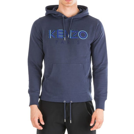 Kenzo Logo Hoodie Sweatshirt NWT Blue Embroidered Graphic Pullover Men's L