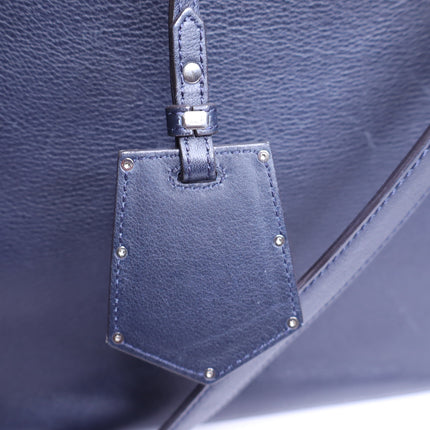 FENDI Medium Calfskin Leather 2Jours Shopping Tote Bag Navy with Red