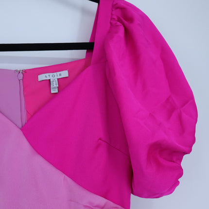 ATOIR Lost To The Night Dress Pink Fuchsia Mini Balloon Hem Puff Sleeve Womens 4