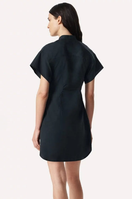 RAG & BONE Gretchen Twisted Mini Shirt Dress Black Short Sleeve Women's 8