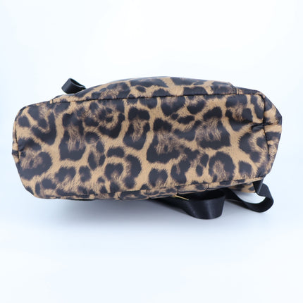 Michael Kors Kelsey Leopard Nylon Backpack Padded Multi Pocket Zip Around