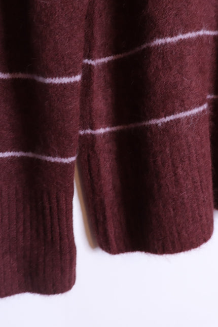 PISTOLA Ivy Pullover Sweater Terra Stripe Maroon Oversized Long Sleeve Women's S