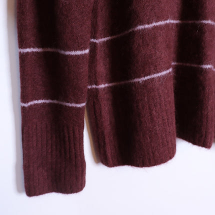 PISTOLA Ivy Pullover Sweater Terra Stripe Maroon Oversized Long Sleeve Women's S