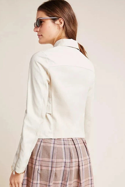 BY ANTHROPOLOGIE Marcail Faux Leather Anorak Jacket Beige Long Sleeve Women's S