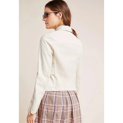 BY ANTHROPOLOGIE Marcail Faux Leather Anorak Jacket Beige Long Sleeve Women's S