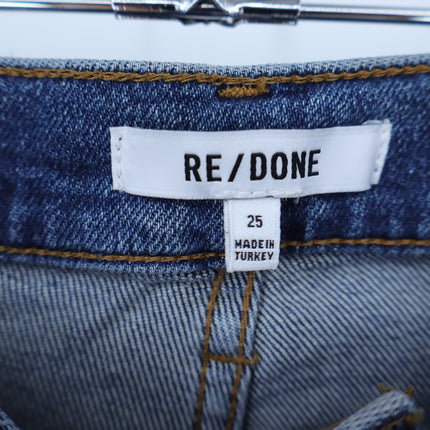 RE/DONE 90's Ankle Crop Jeans Blue Dusk Destroy High Rise Stretch Women's 25