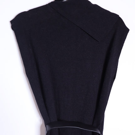 KAREN MILLEN Belted Knit Midi Dress NWT Black Wool Blend Short Sleeve Women's XS