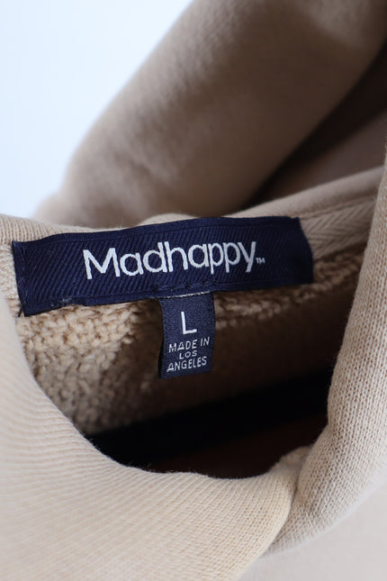MADHAPPY Beige Classic Hoodie Fleece Sweatshirt Midweight Hoodie Women's L