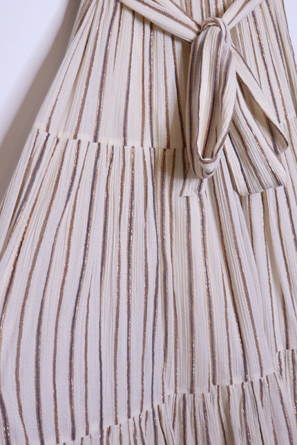 ULLA JOHNSON Lilliana Dress Cream Ruffled Sleeve Maxi Tiered Skirt Women's 2