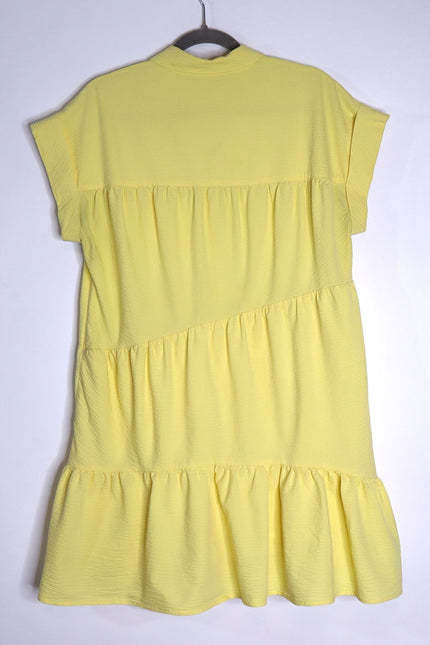 VERONICA BEARD Yellow Harrow Tiered Seersucker Mini Shirt Dress Women's M