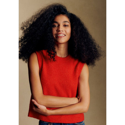 SEZANE Samuel Jumper Vest Red NWT Pullover Sleeveless Sweater Women's S