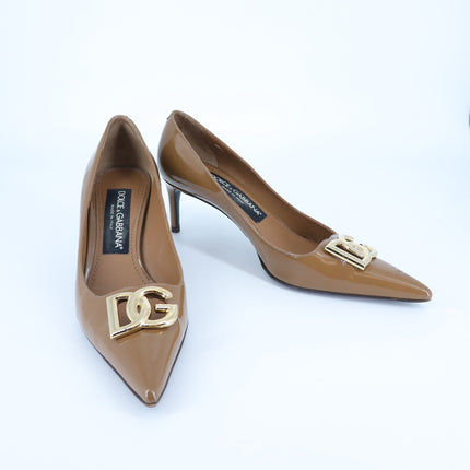 Dolce & Gabbana Lollo Pumps 60mm Brown Patent Leather Women's 35.5/US 5.5
