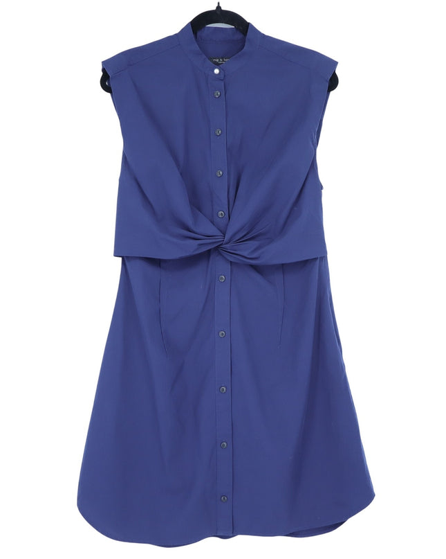 RAG & BONE Louisa Twisted Mini Dress Navy Sleeveless Cotton Poplin Women's 8