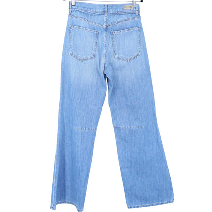 LE JEAN Wide Leg Jeans Blue Light Wash Tie Belt High Rise Women's 29