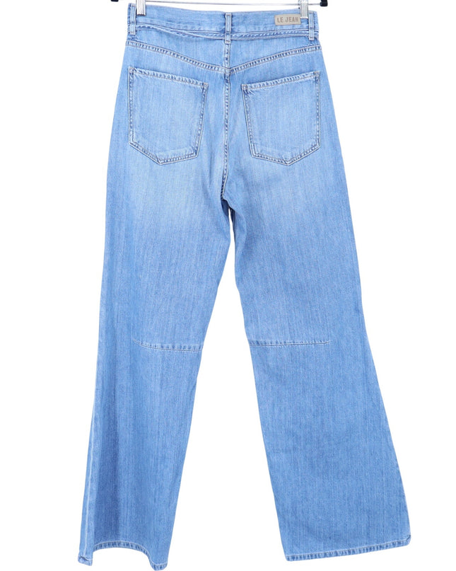 LE JEAN Wide Leg Jeans Blue Light Wash Tie Belt High Rise Women's 29
