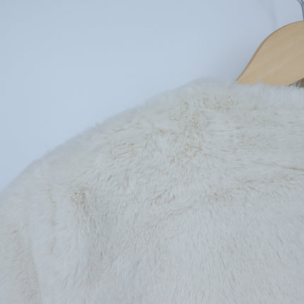 Express Faux Fur Jacket Ivory NWT Long Sleeve Collarless Women's XS