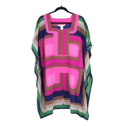 TRINA TURK Theodora Silk Dress Pink Multicolor Stripe Mini Kaftan Women's XS/S