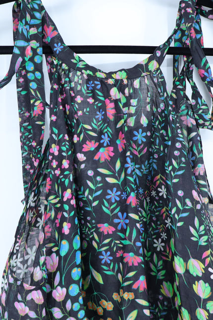 CYNTHIA ROWLEY Layla Floral Halter Dress Black NWT Knee Length Women's M