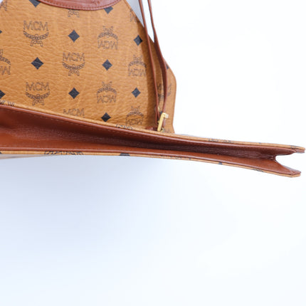 MCM Vintage Visetos Envelope Monogram Crossbody Bag Cognac and Black
