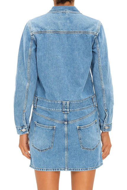 GANNI Washed Denim Long Sleeve Mini Dress Indigo Long Sleeve Women's 36/ US 4