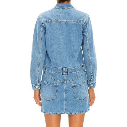 GANNI Washed Denim Long Sleeve Mini Dress Indigo Long Sleeve Women's 36/ US 4