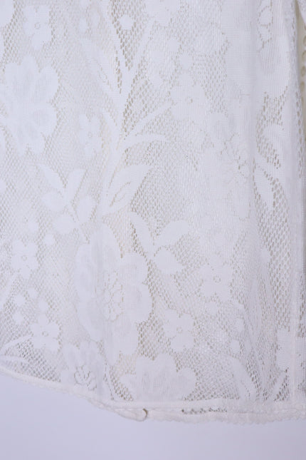HEMANT & NANDITA Chemical Lace Button Front Shirt White Floral Women's XS