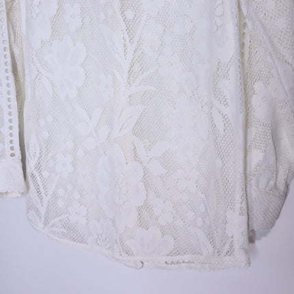 HEMANT & NANDITA Chemical Lace Button Front Shirt White Floral Women's XS