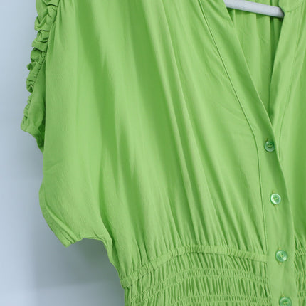 MEIMEIJ Lime Green Midi Dress Chiffon Button Front Midi Women's 42/US 6