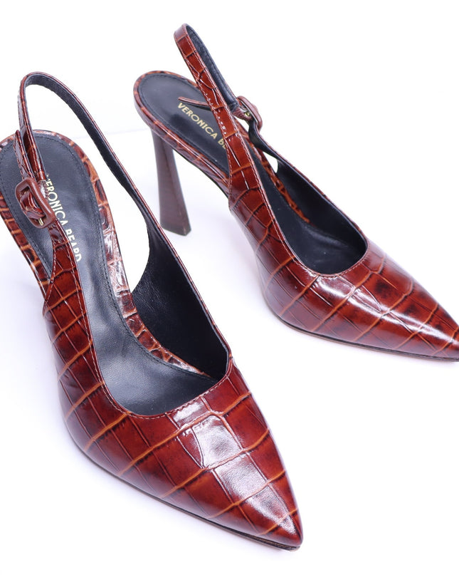 VERONICA BEARD Callie Croc Embossed Slingback Pump Sepia Red Women's 5.5