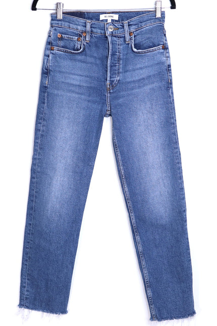 RE/DONE Comfort Stretch High Rise Jeans Stove Pipe Mid 70s Blue Women's 25