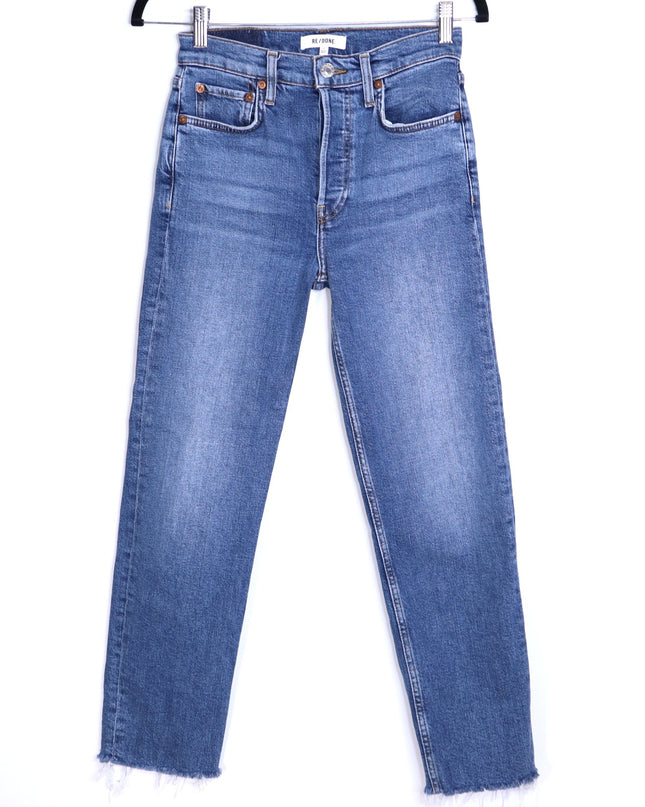 RE/DONE Comfort Stretch High Rise Jeans Stove Pipe Mid 70s Blue Women's 25