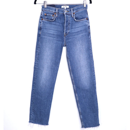 RE/DONE Comfort Stretch High Rise Jeans Stove Pipe Mid 70s Blue Women's 25