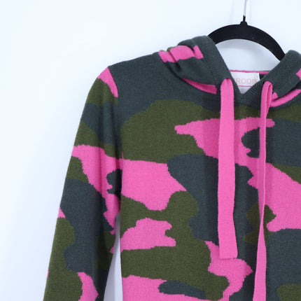 Brodie 100% Cashmere Chloe Camo Hoodie Highland Green Party Pink Women's XS