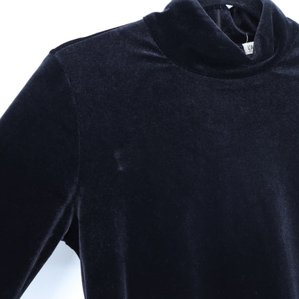 L'agence Coralie Turtleneck Top Black Velvet 3/4 Sleeve Relaxed Fit Women's M