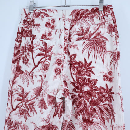 Cara Cara Sonia Pant Jacobean Red Printed Corduroy Crop Wide Leg Women's 4
