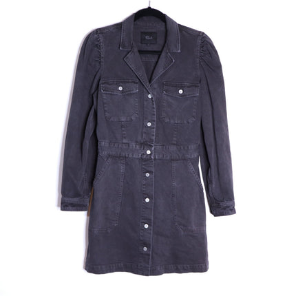 Rails Carbon Lisette Dress Black Mini Denim Button Front Long Sleeve Women's S