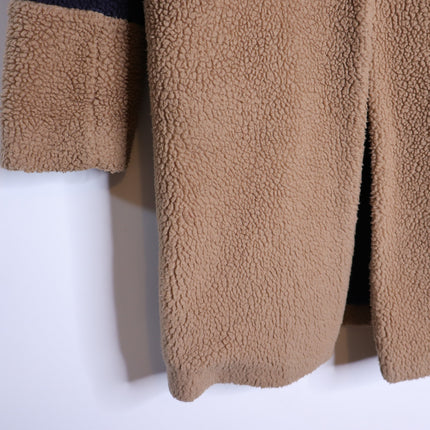 BODEN Hereford Teddy Bear Coat Tan Long Sleeve Elbow Stripes Women's 2