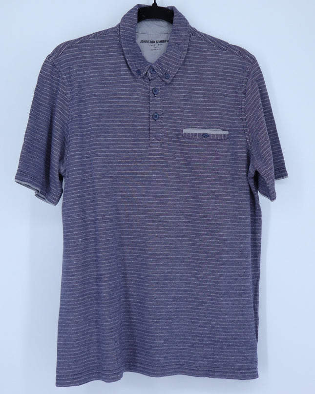Johnston & Murphy Stripe Polo Shirt Navy Short Sleeve Casual Men's M