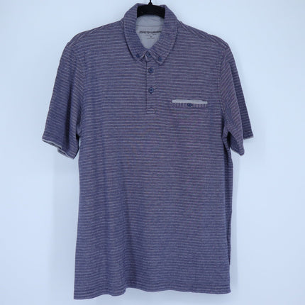 Johnston & Murphy Stripe Polo Shirt Navy Short Sleeve Casual Men's M