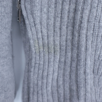 Vince Side Zip Ribbed Pullover Sweater Gray Cowl Neck Cashmere Wool Women's S