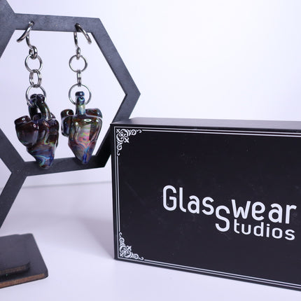 GLASSWEAR STUDIOS Handmade Anatomical Heart Weights Oil Slick 10g/2.5mm Hangers