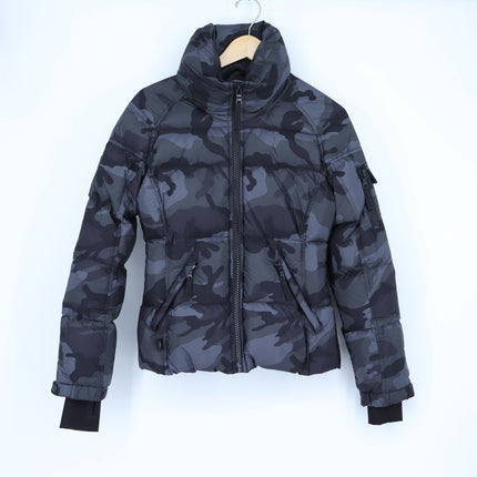 SAM. Black Camo Freestyle Puffer Jacket Down Filled Hip Length Women's S