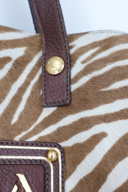 PRADA Spectrum Zebra Print Crossbody Bag Dyed Calf Fur Convertible Luxury Purse