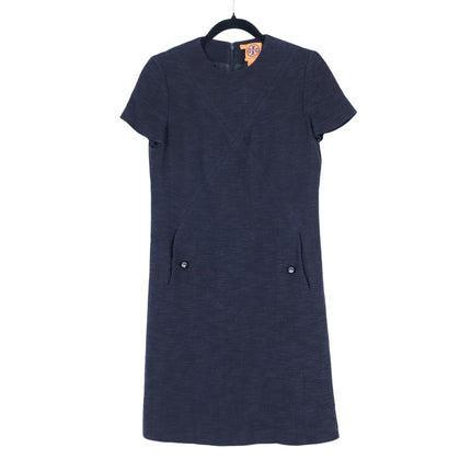 Tory Burch Tweed Mini Shift Dress Black Short Sleeve Lined Women's 4