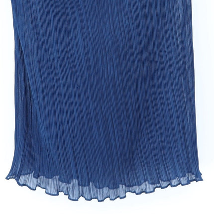 Worth Pleated Pencil Midi Skirt Ink Blue NWT Semi Sheer Women's SP