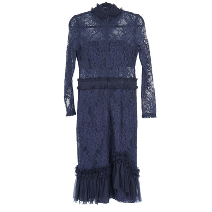 ALEXIS Anabella Lace Sheath Dress Black Long Sleeve Ruffle Knee Length Women's M