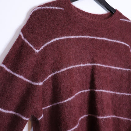 PISTOLA Ivy Pullover Sweater Terra Stripe Maroon Oversized Long Sleeve Women's S