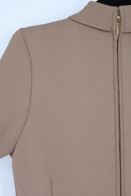 SCANLAN THEODORE Crepe Knit Collar Dress NWT Beige Camel Quiet Luxury Women's L